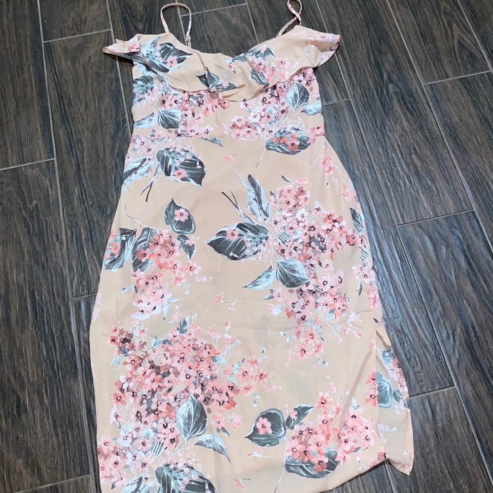 Sugar and Lips floral pink chiffon dress